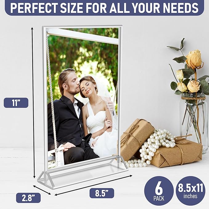 Silver Picture Frames Double-Sided, Menu Holders, Photo Displays - Image 2