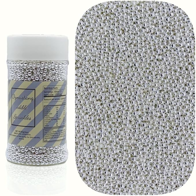 Dynastang 2mm Silver Pearls Sprinkles Edible Pearls Cake Decorating Stars Cake by Unknown