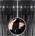 Black Party Streamers Foil Fringe Backdrop Curtains Tinsel Streamers Birthday by BOMSI