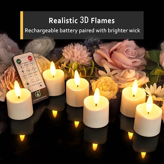HL Rechargeable Waterproof Tea Lights, 100H+ Highly Bright Led Flameless Candles - Image 3