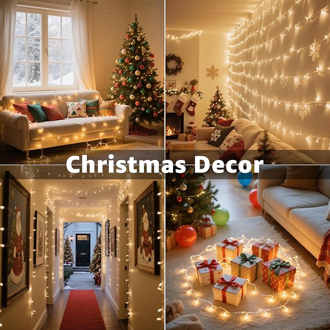 Connectable Warm White String Lights Indoor Bedroom, 8 Modes Christmas String - Image 7