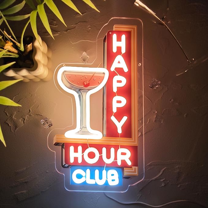 Happy Hour Neon Signs Dimmable Retro Led Happy Hour Club Neon Light - Image 2
