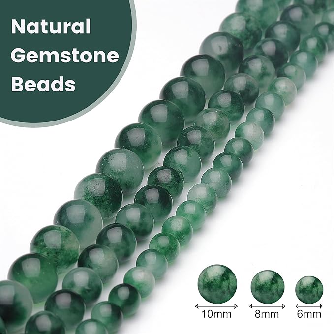 8mm Natural Stone Beads for Jewelry Making, Flower Jade Polished Smooth Round - Image 4