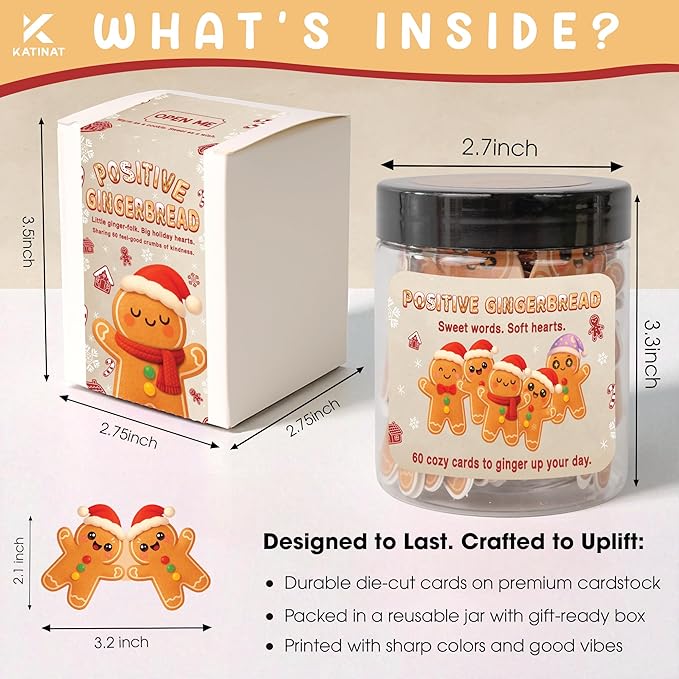 Positive Gingerbread Jar – 60 Funny Emotional Support Gingerbread, Christmas - Image 2