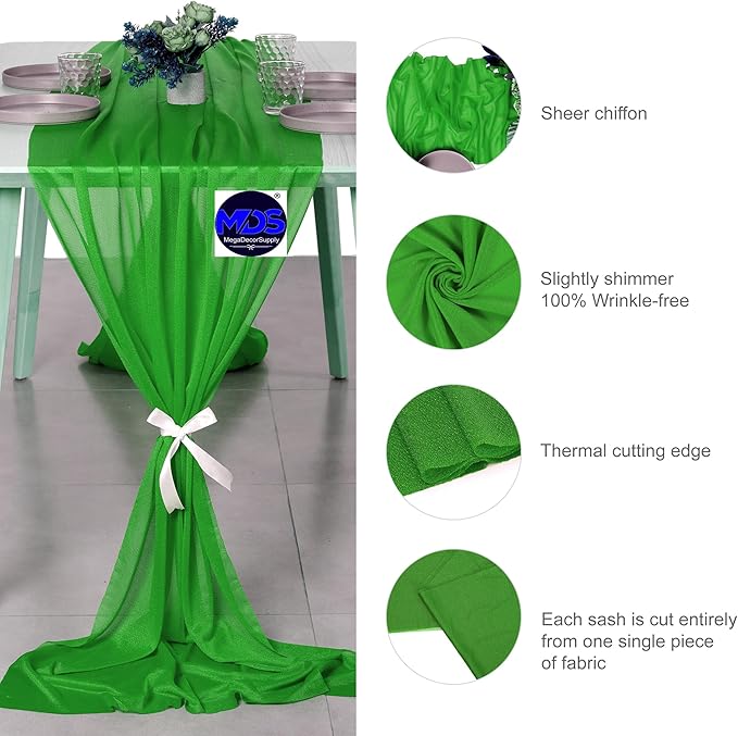 MDS 2 Pack 10ft Chiffon Table Runner 29 x 120 Inches Sheer Wedding Runner - Image 6
