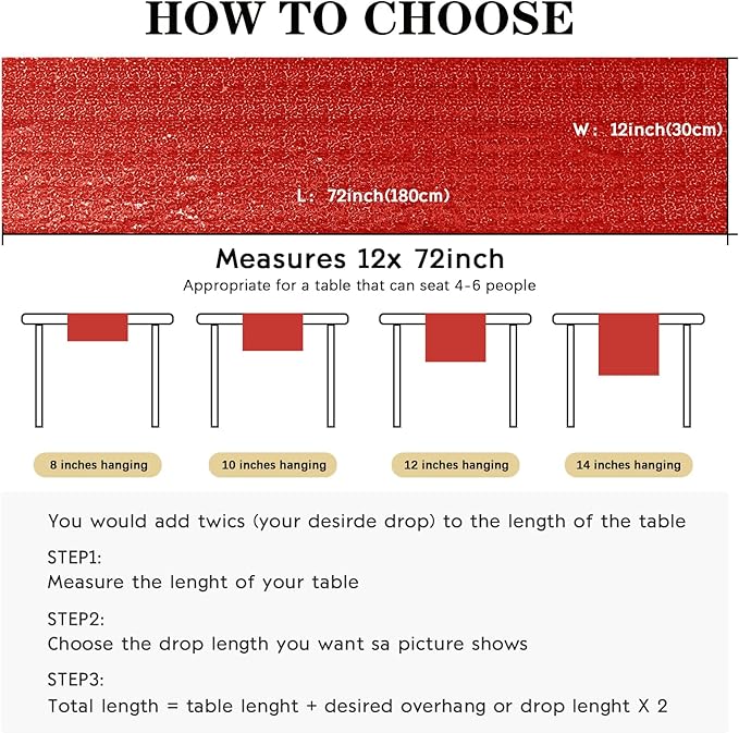 2 Packs 12 x 72 inches Sequin Table Runner - Image 4