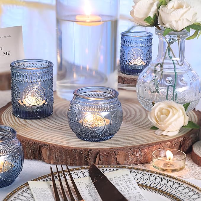 DARJEN 12Pcs Blue Votive Candle Holders - Image 8