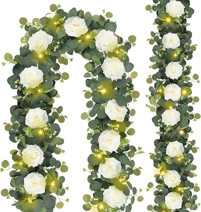 MACTING 2 Pack 13.2FT Eucalyptus Garland by MACTING