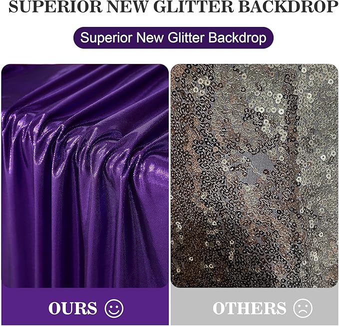 10x10ft Thick Purple Glitter Backdrop Curtain Panels - Image 7