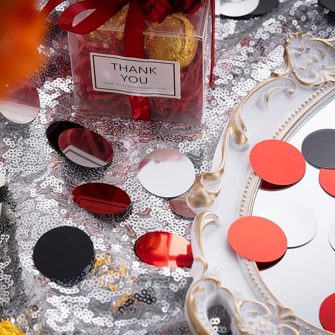 Red Black Silver Table Confetti Party Decorations Metallic Circle Dot Confetti - Image 4