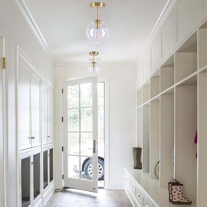 Globe Semi Flush Mount Ceiling Light, Contemporary Mid Century Modern Style - Image 9