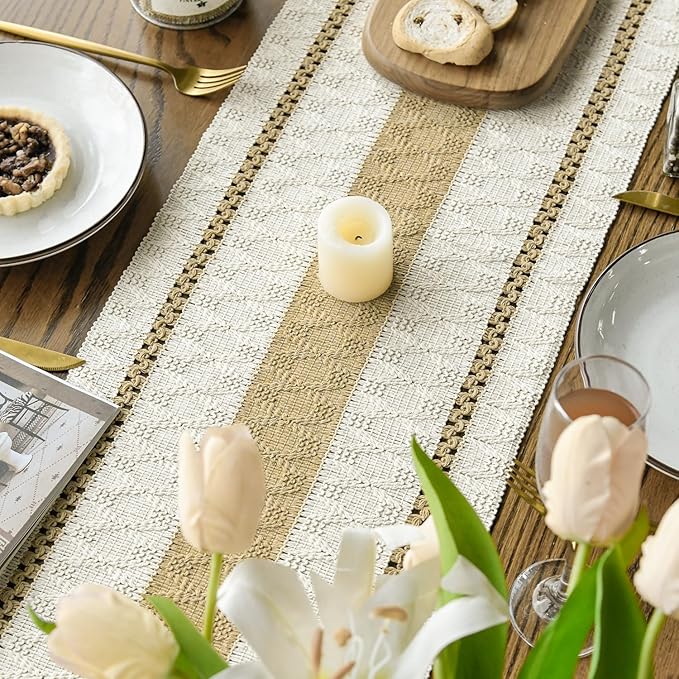 Artoid Mode Burlap Brown Farmhouse Woven Rustic Table Runner, Seasonal Holiday - Image 4
