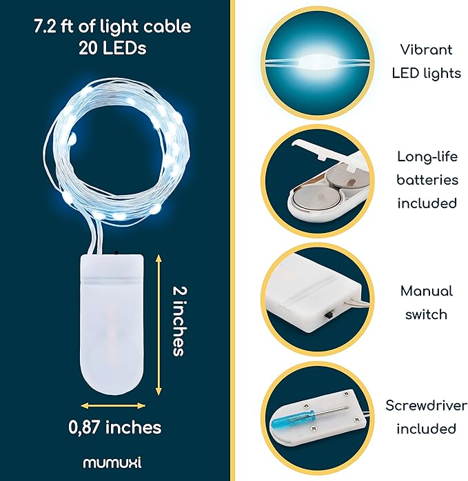MUMUXI 20 Pack 3.3ft Fairy Lights Battery Operated String Lights, Mini White - Image 4