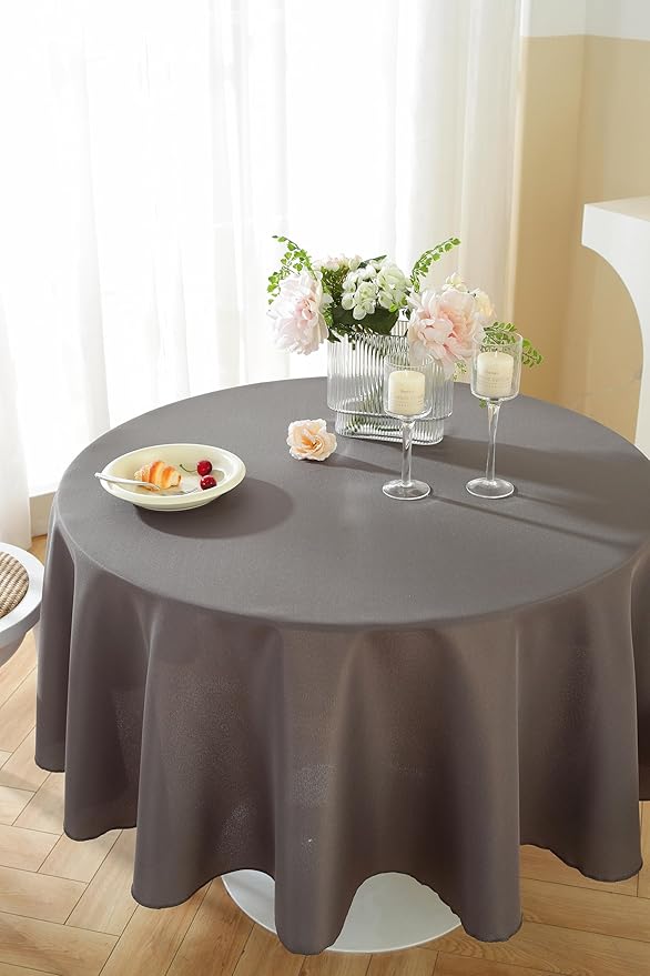 Craft And Party Round Tablecloth, 60 Inch Charcoal Tablecloth, Polyester Fabric - Image 4