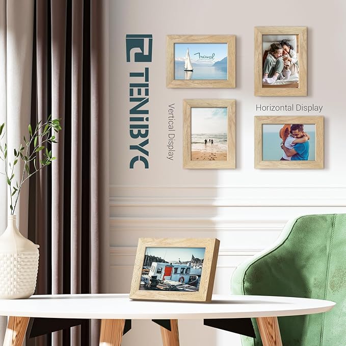 5x7 Picture Frame 4 Pack, Natural Solid Wood Photo Frame, HD Tempered Glass - Image 6