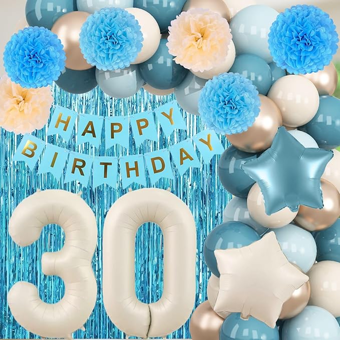 Dusty Blue 30th Birthday Party Decorations - Image 5
