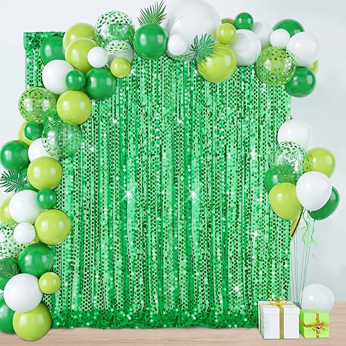 Sequin Curtain Backdrop Green Party Background - Image 3