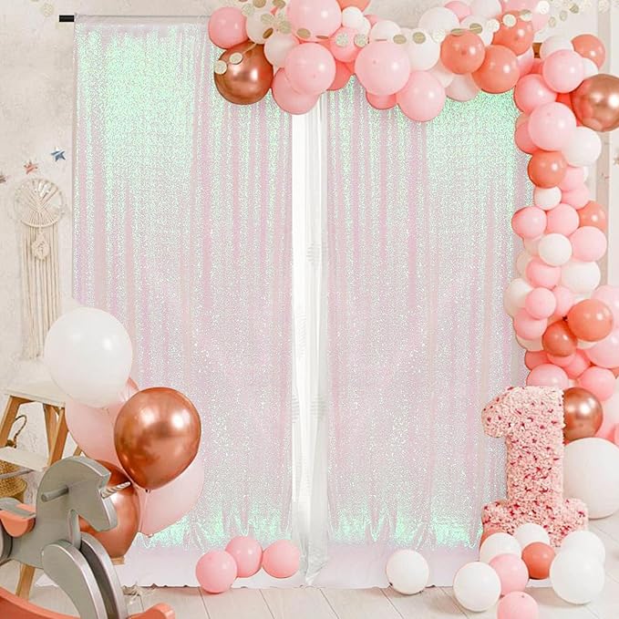 PartyDelight Sequin Backdrop Curtains Iridescent 2 Panels 5Ft x 10Ft Photograph - Image 9