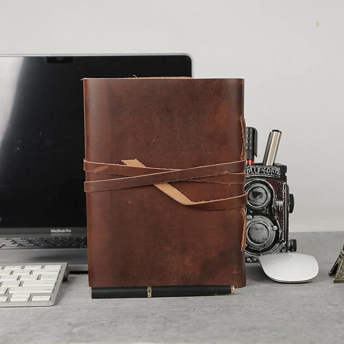 Dark Tan Leather Journal 8x6 | Handmade Vintage Notebook - Image 5