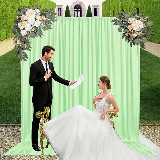 10ft x 10ft Light Green Backdrop Curtains - Image 5
