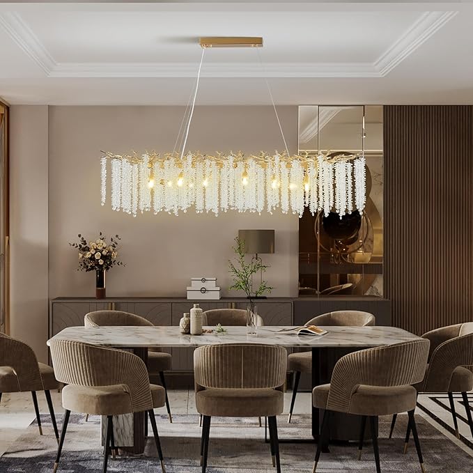 YUYI Modern Crystal Chandelier, 47.2" Gold Tree Branch Chandeliers - Image 3