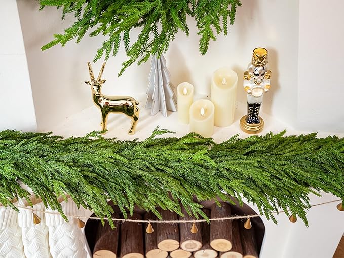 72" Norfolk Pine Garland Real Touch Christmas Garland Faux Cedar Garland by GreenMoon