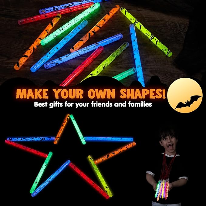 JOYIN 30 Pcs Halloween Glow Sticks Bulk Party Pack, Hanging Wands in 8 Design - Image 4