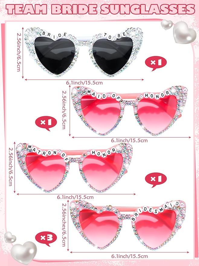 6 Pcs Bride Sunglasses Bachelorette Sunglasses Party Favors - Image 2