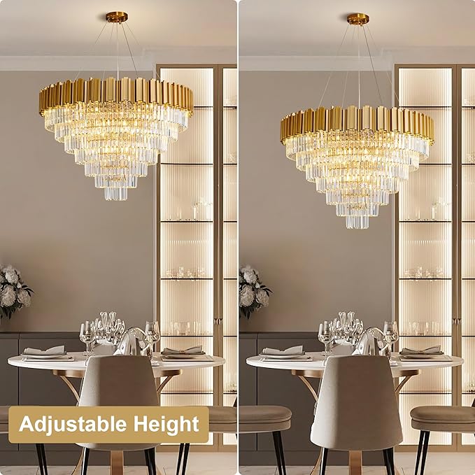Modern Crystal Chandelier, 21-Light Luxury Round Chandeliers, 7-Tier - Image 4