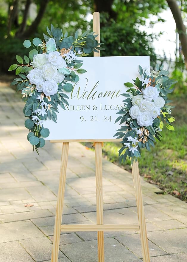 Artificial White Wedding Arch Flower Swags Set of 2 - Image 9