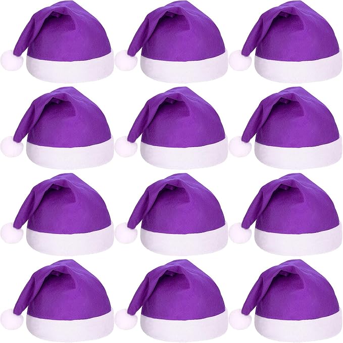 SATINIOR 12 Pieces Santa Hats Christmas Non Woven Fabric Hat by SATINIOR