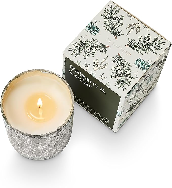 ILLUME Small Boxed Crackle Glass Candle, Balsam & Cedar - Image 6