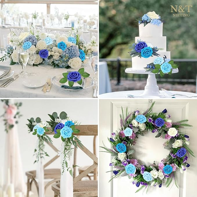 N&T NIETING Blue Roses Artificial Flowers, Series Blue - Image 6