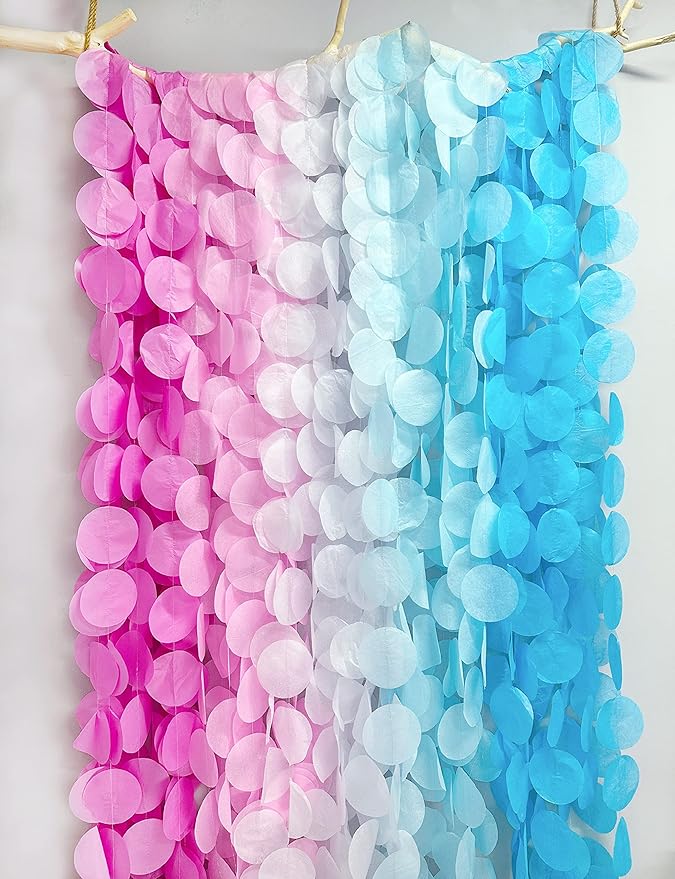 205 Ft Gender Reveal Party Decorations Ombre Pink and Blue Big Circle Dot - Image 4