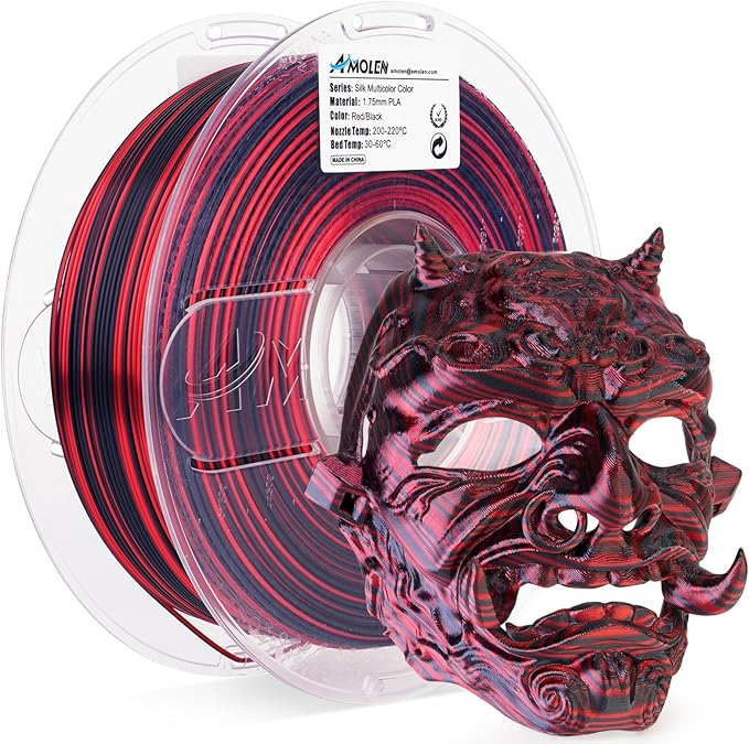 AMOLEN Silk PLA 3D Printer Filament, Shiny Multicolor Rainbow PLA Filament by AMOLEN