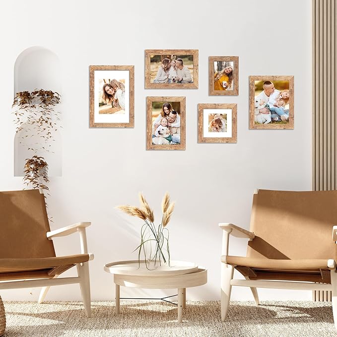 6x9 Picture Frame Set of 4, High Definition Real Glass Rustic Brown Frame - Image 7