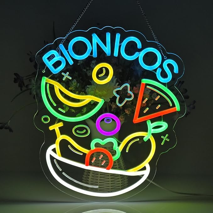 CNBEYOUNG Bionicos Neon Sign, Neon Lights Hanging Wall Art Decoration - Image 3