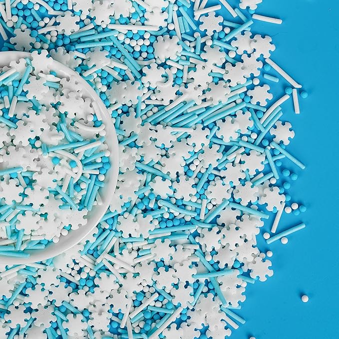 Edible White Snowflake Sprinkles, Snow Block Candy by Sugarzy