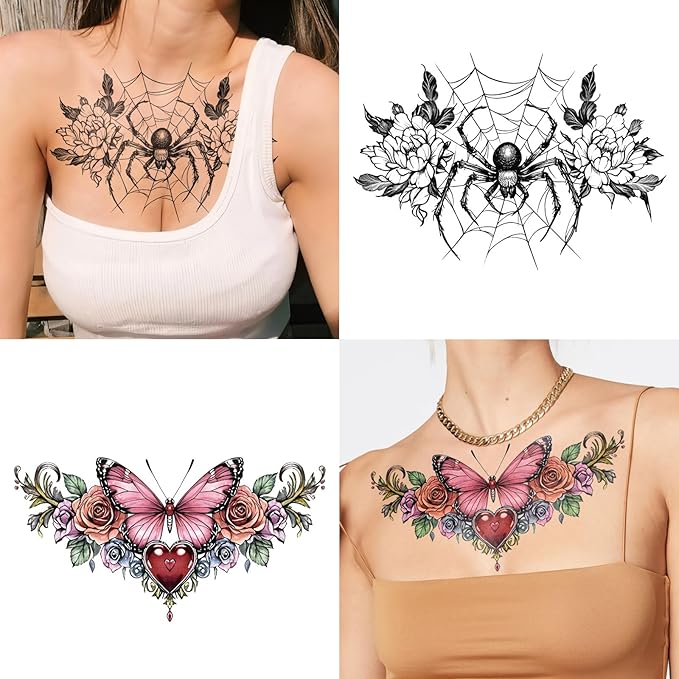 Yazhiji 13 Sheet Large Chest Underboob Temporary Tattoos - Image 6