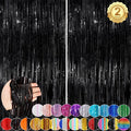 Black Fringe Curtain Party Streamers 2Pack 3.3x8.3 Ft Foil Fringe Backdrop by UWPVOWSR