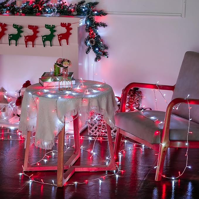 JMEXSUSS 500 LED Red and White Christmas Lights, 8 Modes 163ft String Lights - Image 3