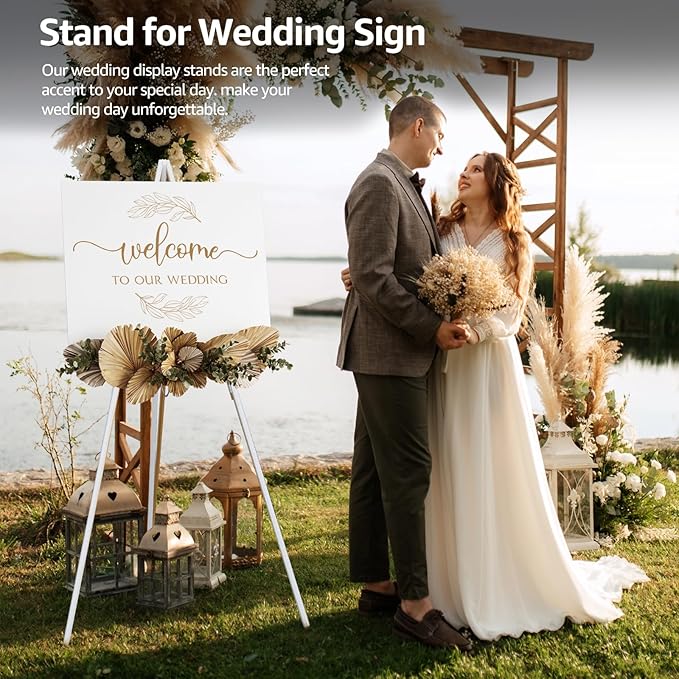 NianFeng Wooden Easel Stand for Sign, Easel Display Stand Floor for Wedding Sign - Image 6