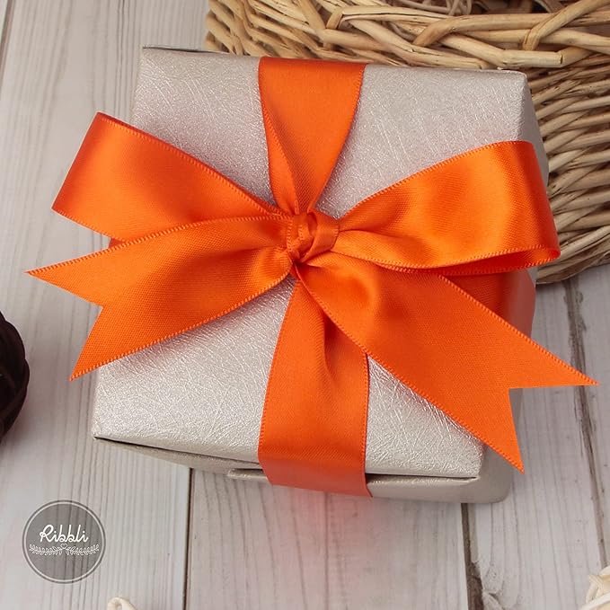 Ribbli Torrid Orange Double Faced Satin Ribbon, 1” x Continuous 25 Yards - Image 2