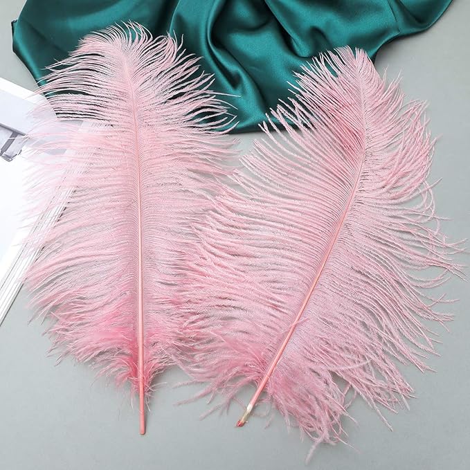 24pcs Natural Lotus Pink Ostrich Feathers 10-12inch - Image 4