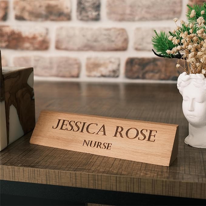 Custom Wooden Desk Name Plate – Personalized Engraved Name & Title Sign – - Image 6