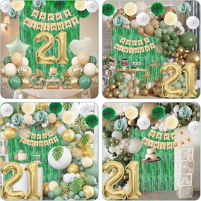 Sage Green 21st Birthday Decorations - Image 5