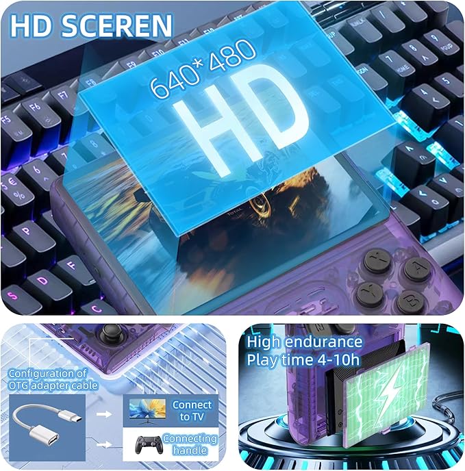 R40S PRO Retro Gaming Console, 30000+ HD Games Handheld Game Console, 3800mAh - Image 4