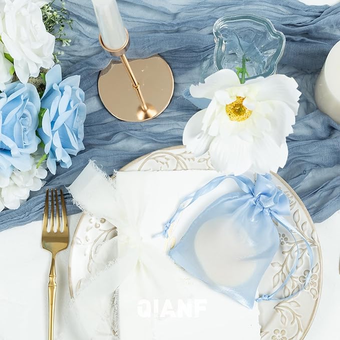 20 Pcs Blue Small Organza Bags 4X6 inch - Image 4