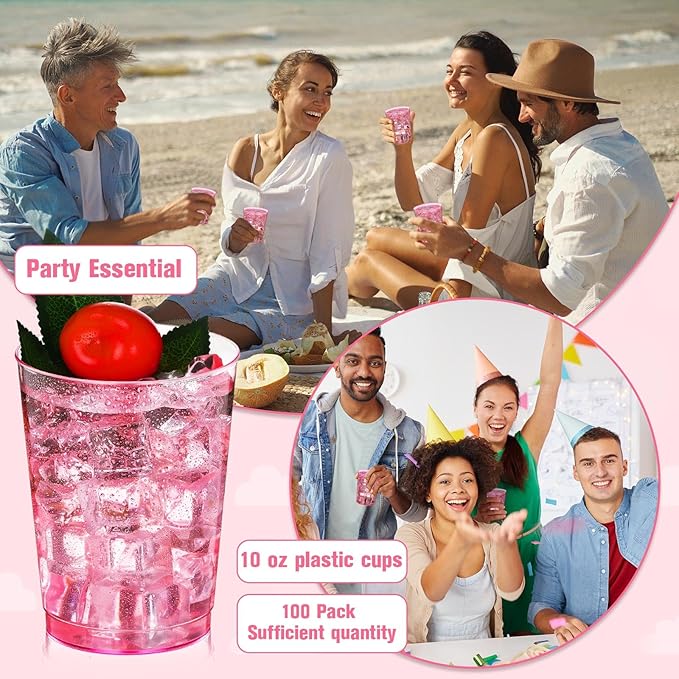 Minatee 100 Count Plastic Cups Disposable Fancy Cups Heavy Duty Wine Cocktail - Image 7
