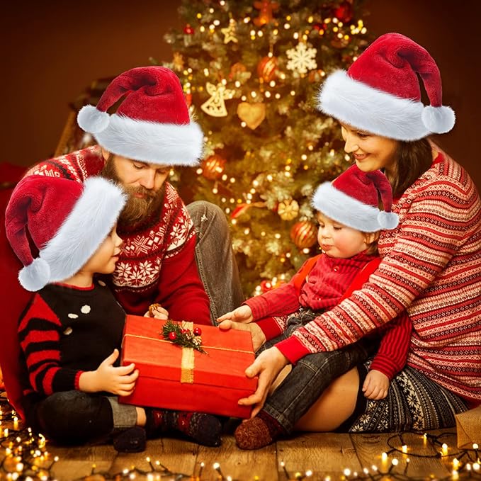 Santa Hat for Adults Christmas Hat Red Velvet Double-Layer Thickening Unisex - Image 3